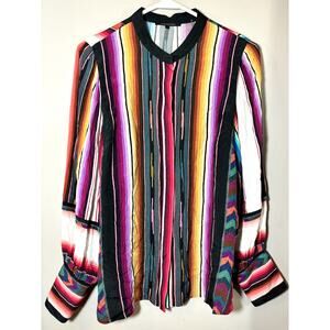 Kobi‎ Halperin Felina Striped Southwestern Multicolor Blouse Shirt Size Small S